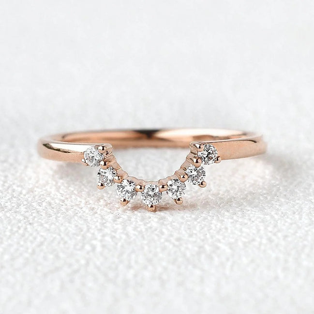Half Moon Moissanite Round Cut Wedding Band