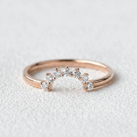 Half Moon Moissanite Round Cut Wedding Band