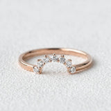 Half Moon Moissanite Round Cut Wedding Band
