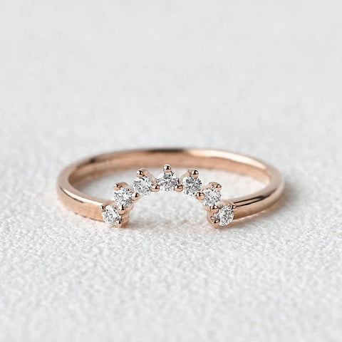 Half Moon Moissanite Round Cut Wedding Band