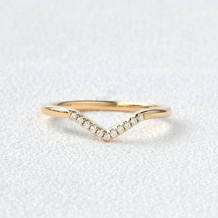 Chevron Shape D Color Moissanite Round Cut Wedding Band