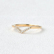 Chevron Shape D Color Moissanite Round Cut Wedding Band
