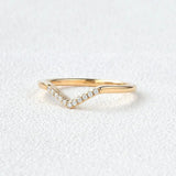 Chevron Shape D Color Moissanite Round Cut Wedding Band