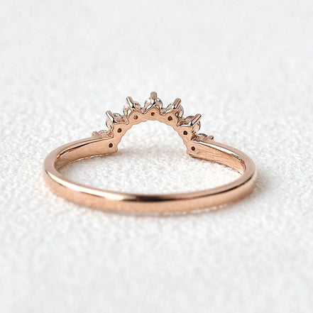 Half Moon Moissanite Round Cut Wedding Band