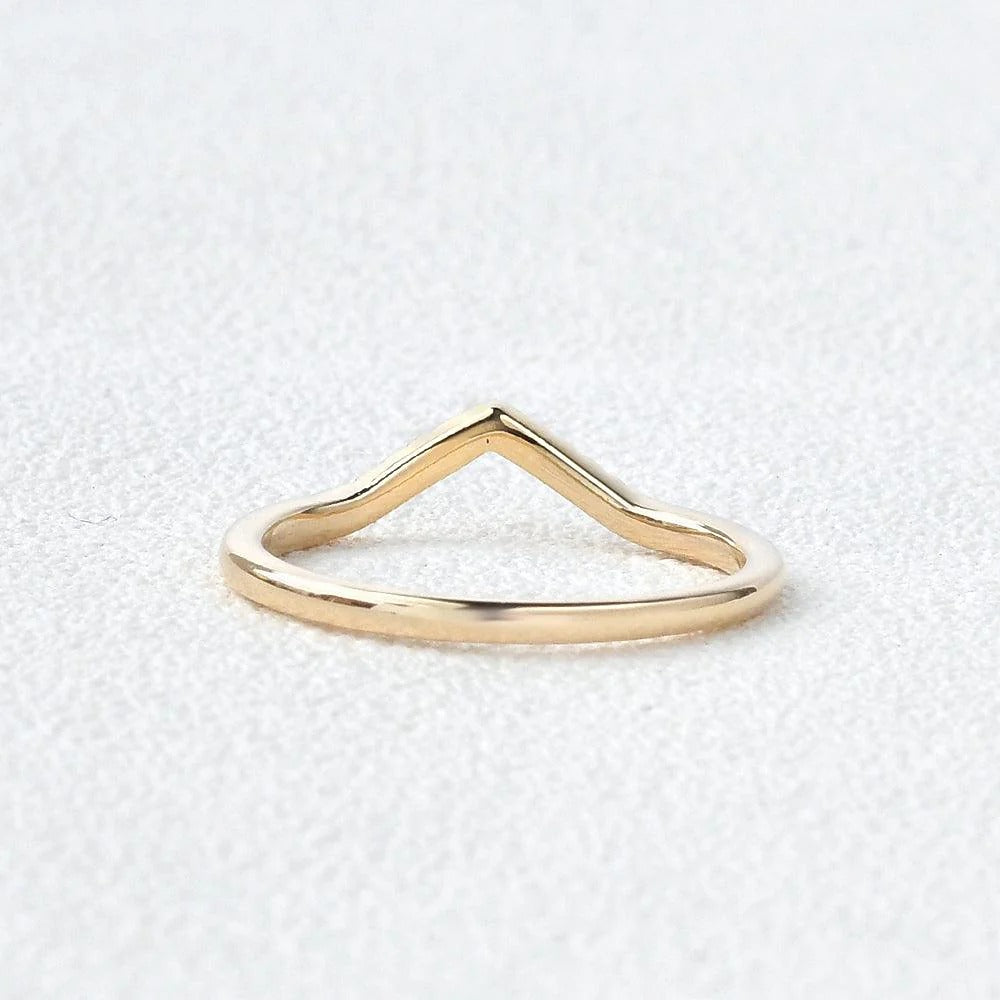 Chevron Shape D Color Moissanite Round Cut Wedding Band