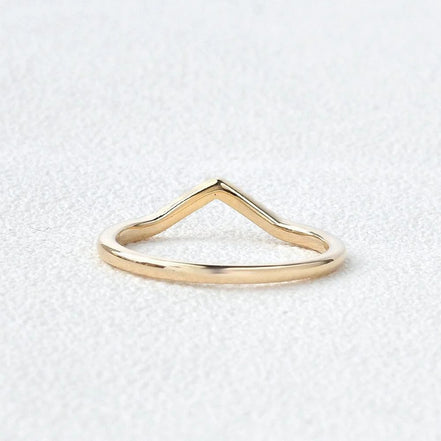 Chevron Shape D Color Moissanite Round Cut Wedding Band