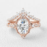 Moissanite Oval Cut Filigree D Color Ring Set For Women