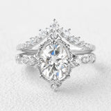 Moissanite Oval Cut Filigree D Color Ring Set For Women