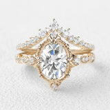 Moissanite Oval Cut Filigree D Color Ring Set For Women
