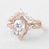 Moissanite Oval Cut Filigree D Color Ring Set For Women