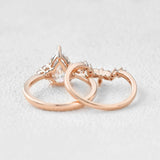 Pear Cut Side Accent Moissanite Wedding Ring Set For Women