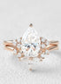 Pear Cut Side Accent Moissanite Wedding Ring Set For Women