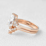 Pear Cut Side Accent Moissanite Wedding Ring Set For Women
