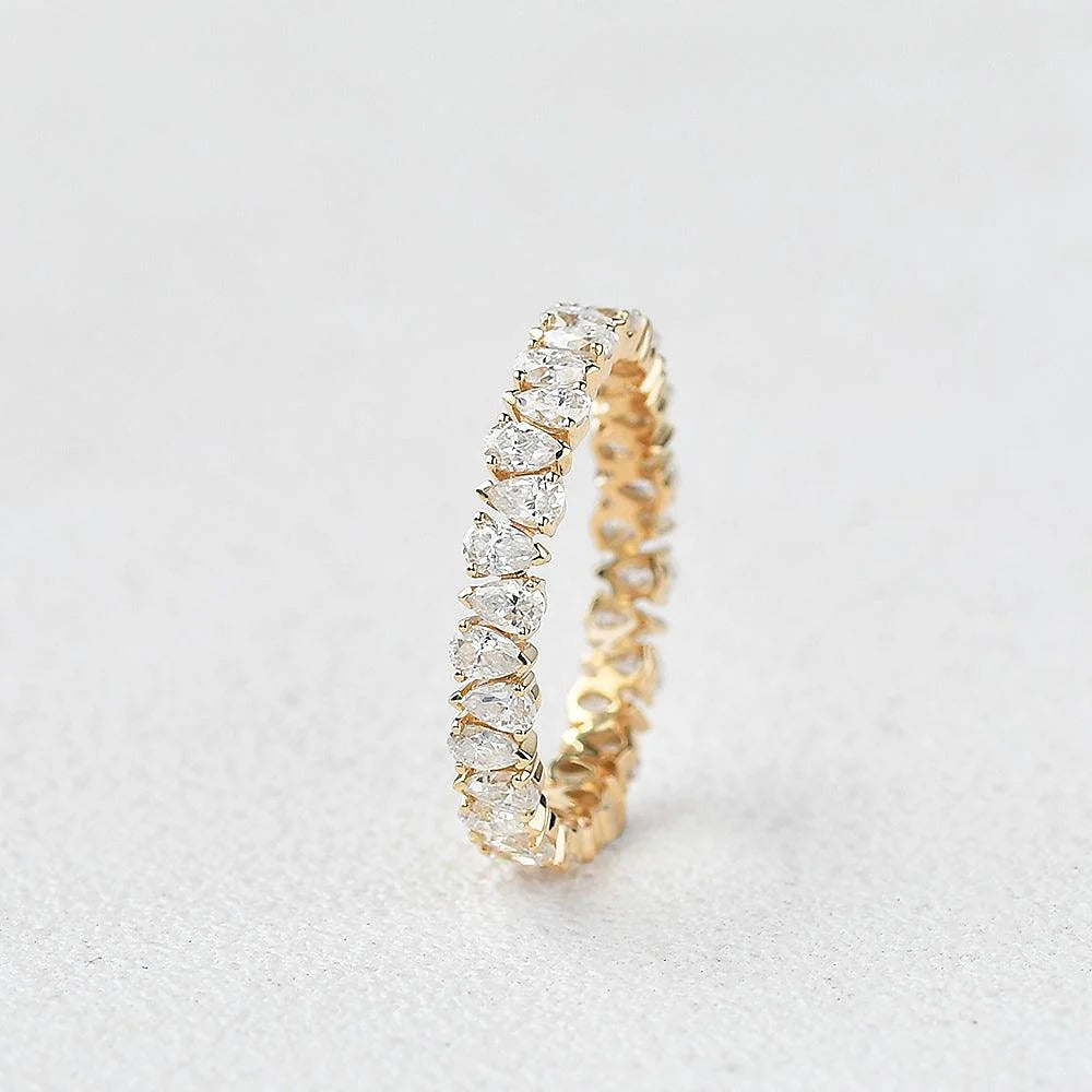 Full Eternity Pear Cut Moissnaite Diamond Fancy Band