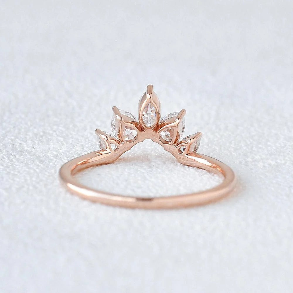 Five Stone Marquise Cut Colorless Moissanite Proposal Band