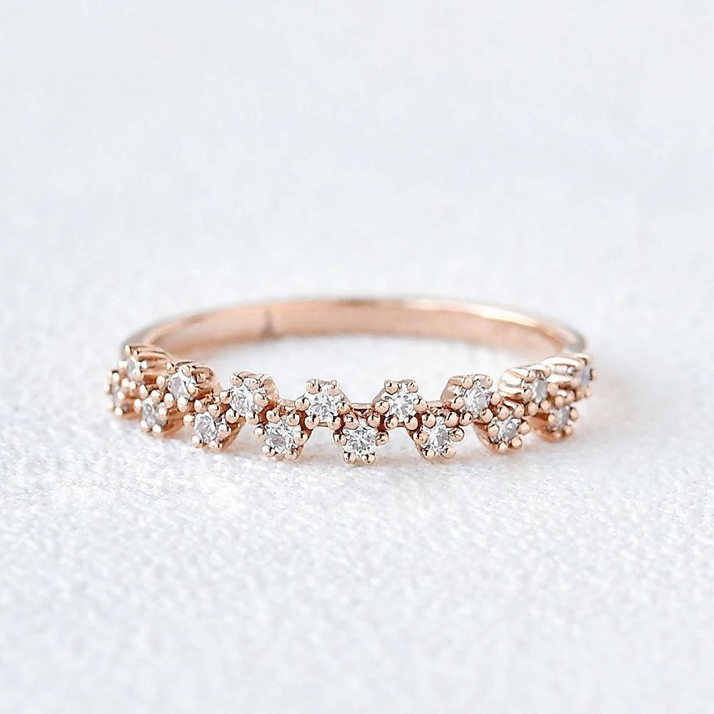 Colorless Moissanite Diamond Round Cut Snow Flake Band