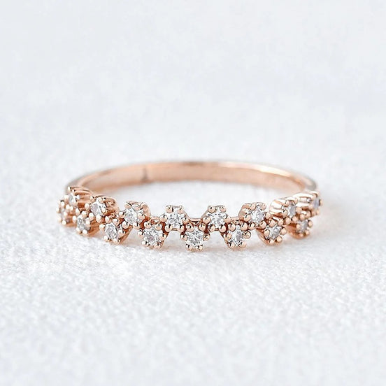 Colorless Moissanite Diamond Round Cut Snow Flake Band