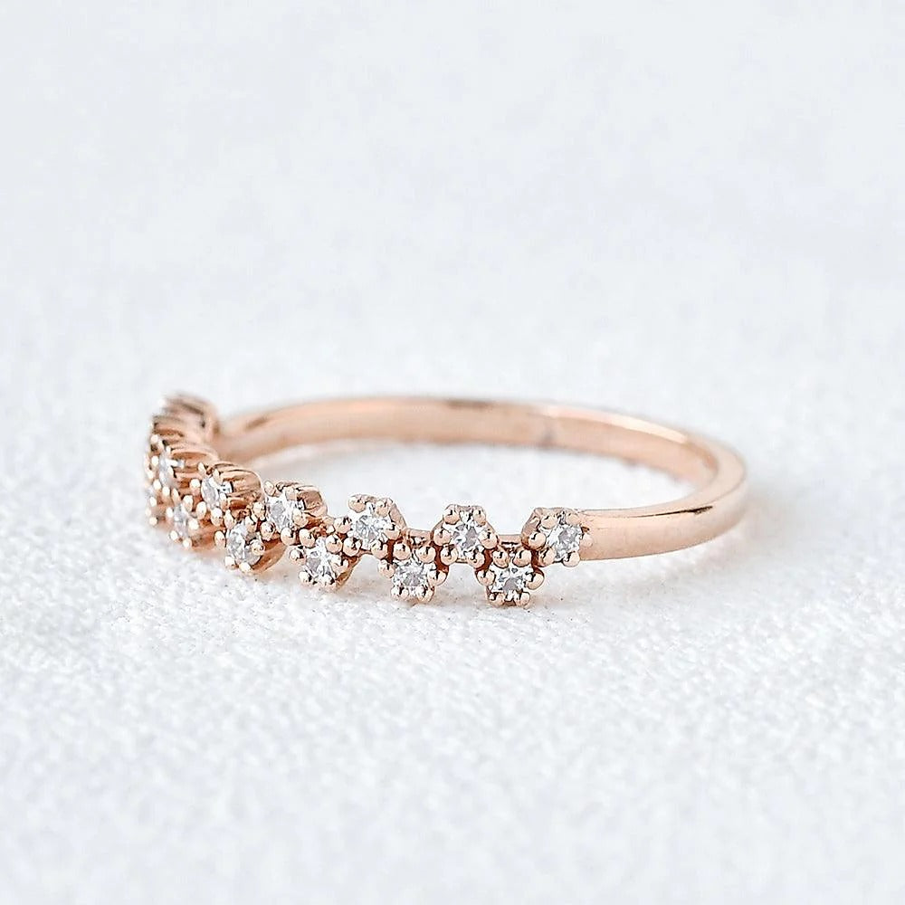 Colorless Moissanite Diamond Round Cut Snow Flake Band