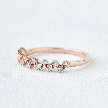 Colorless Moissanite Diamond Round Cut Snow Flake Band
