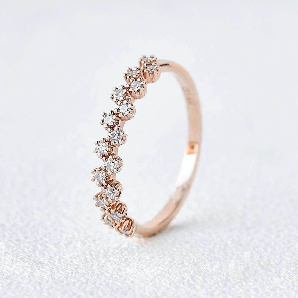 Colorless Moissanite Diamond Round Cut Snow Flake Band