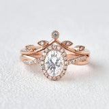 Oval Cut Twisted Moissanite D Color Wedding Ring Set For Women