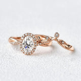 Oval Cut Twisted Moissanite D Color Wedding Ring Set For Women
