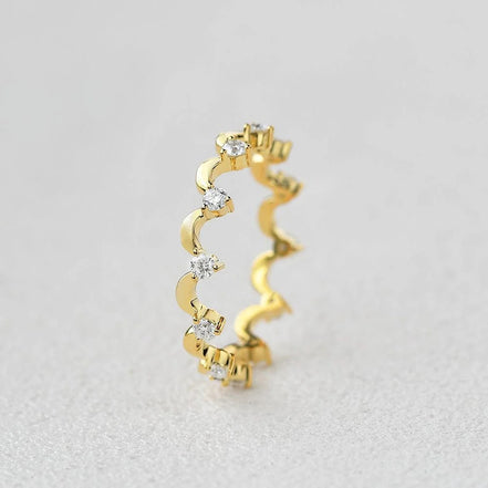 Moissnaite Diamond Crown Style Round Cut Full Eternity Band