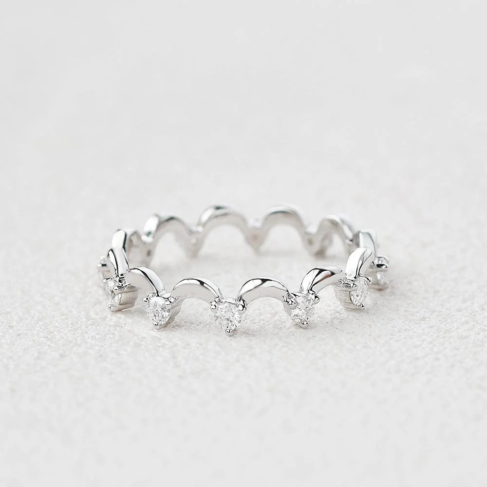 Moissnaite Diamond Crown Style Round Cut Full Eternity Band