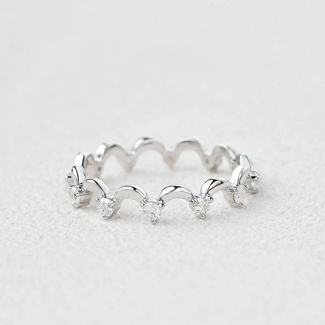 Moissnaite Diamond Crown Style Round Cut Full Eternity Band