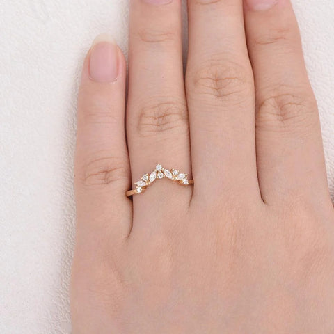 Marquise And Round Cut  Moissanite Weeding Band
