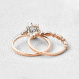 VVS1 Moissanite Oval Cut Seven Stone Wedding Ring Set For Her