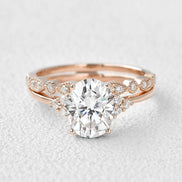 VVS1 Moissanite Oval Cut Seven Stone Wedding Ring Set For Her