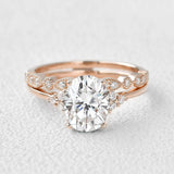 VVS1 Moissanite Oval Cut Seven Stone Wedding Ring Set For Her