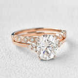 VVS1 Moissanite Oval Cut Seven Stone Wedding Ring Set For Her