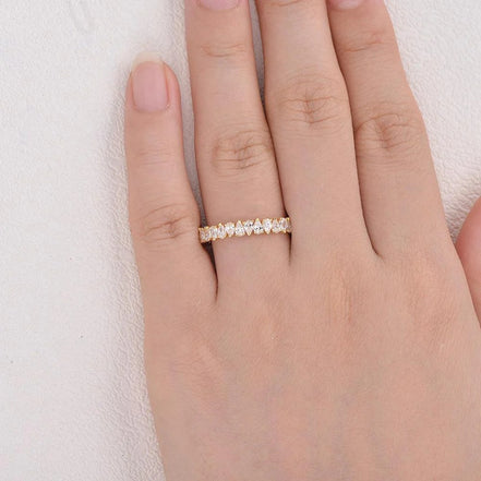 Full Eternity Pear Cut Moissnaite Diamond Fancy Band