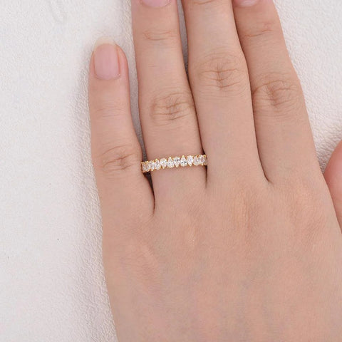 Full Eternity Pear Cut Moissnaite Diamond Fancy Band