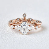 Five Stone Moissanite Oval Cut Anniversary Gift Ring Set