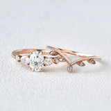 Five Stone Moissanite Oval Cut Anniversary Gift Ring Set