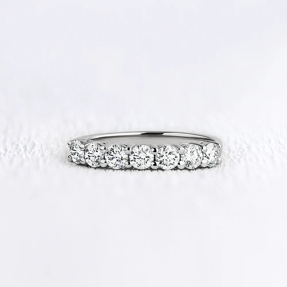 Half Eternity Round Cut Moissanite Wedding Band Gift For Her