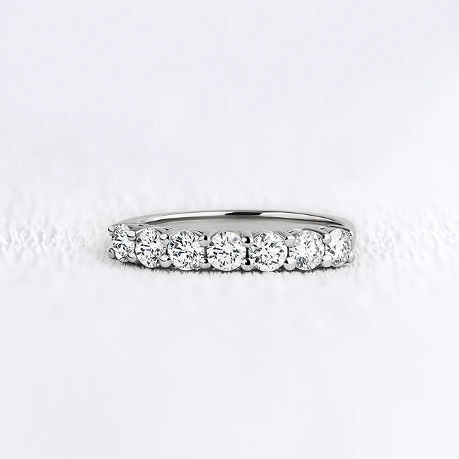 Half Eternity Round Cut Moissanite Wedding Band Gift For Her