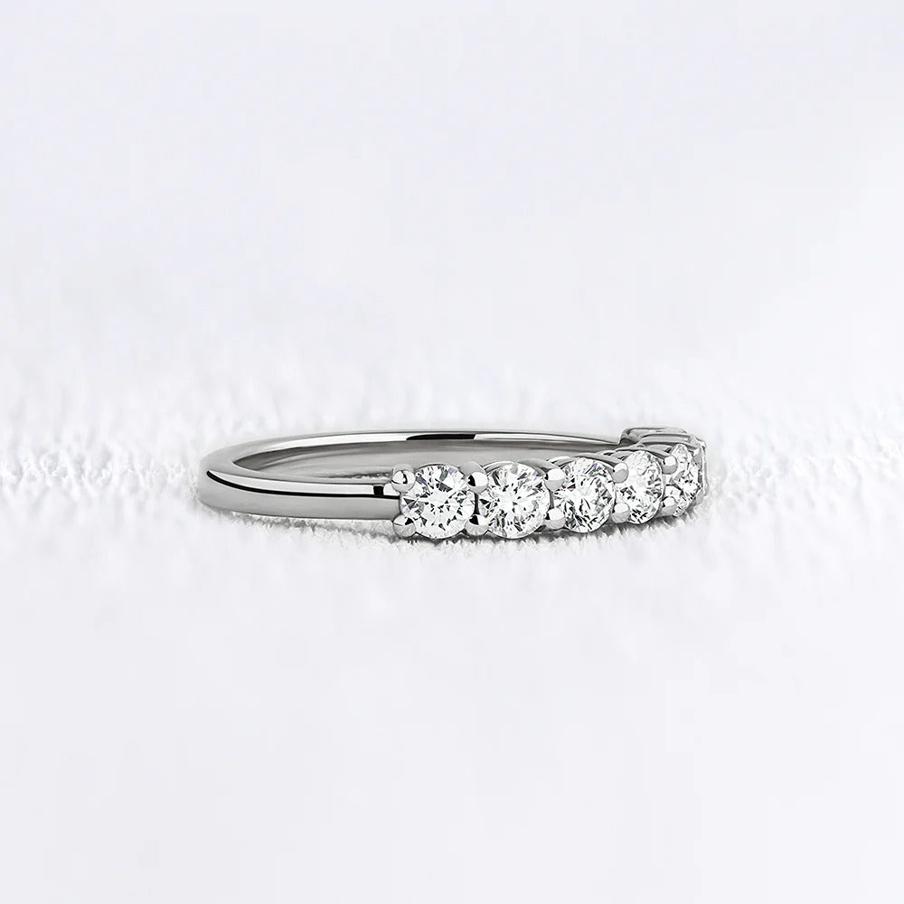 Half Eternity Round Cut Moissanite Wedding Band Gift For Her