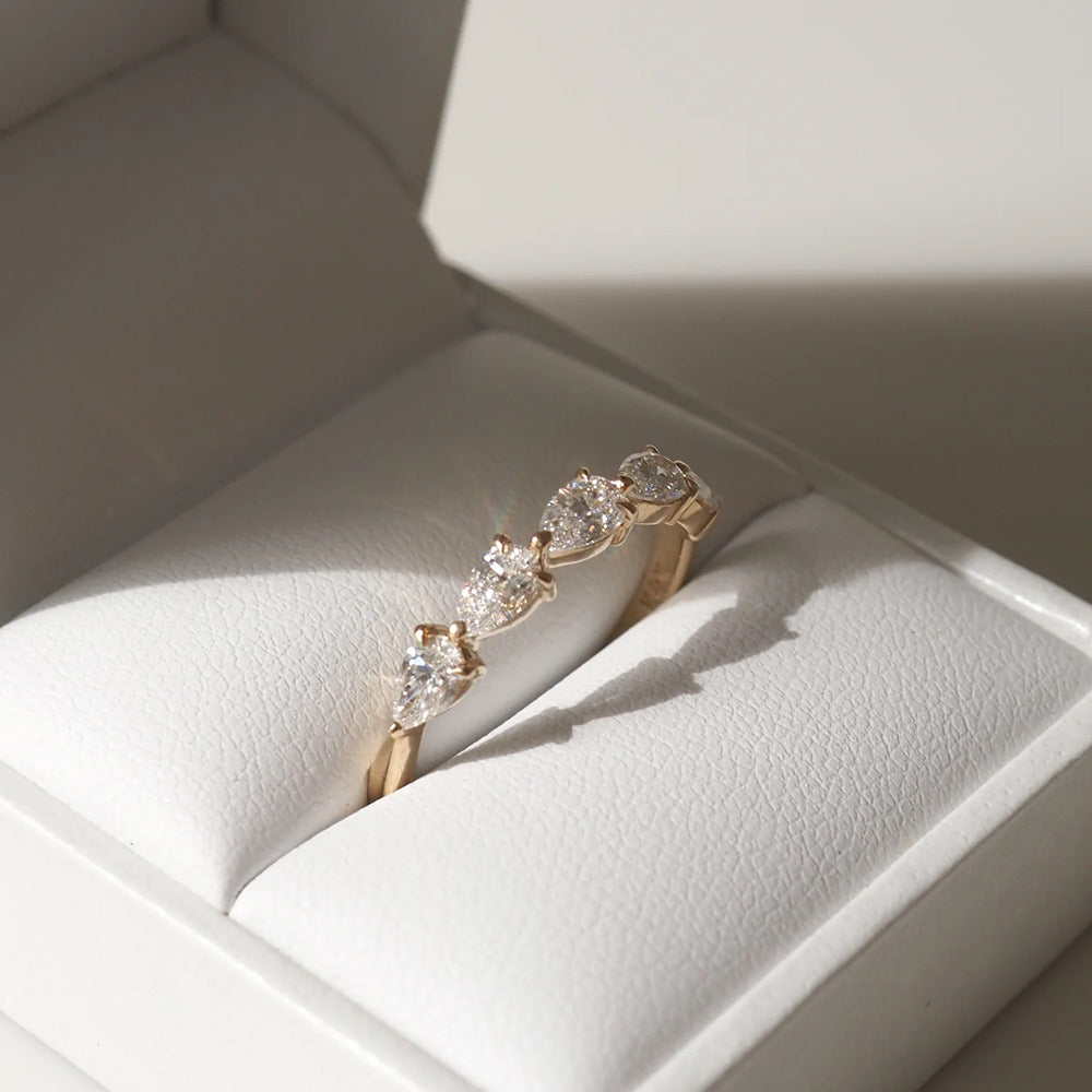 Half Eternity Pear Cut Moissnaite Wedding Band