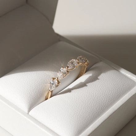 Half Eternity Pear Cut Moissnaite Wedding Band