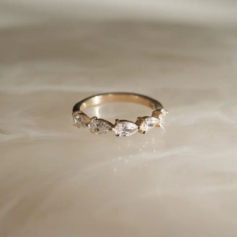 Pear Cut Moissnaite Wedding Band For Women