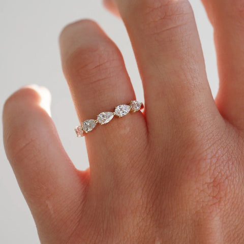 Pear Cut Moissnaite Wedding Band For Women