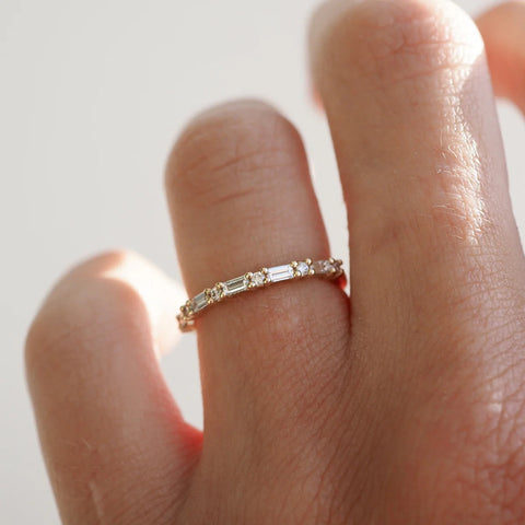 Baguette & Round Cut Moissnaite Eternity Band