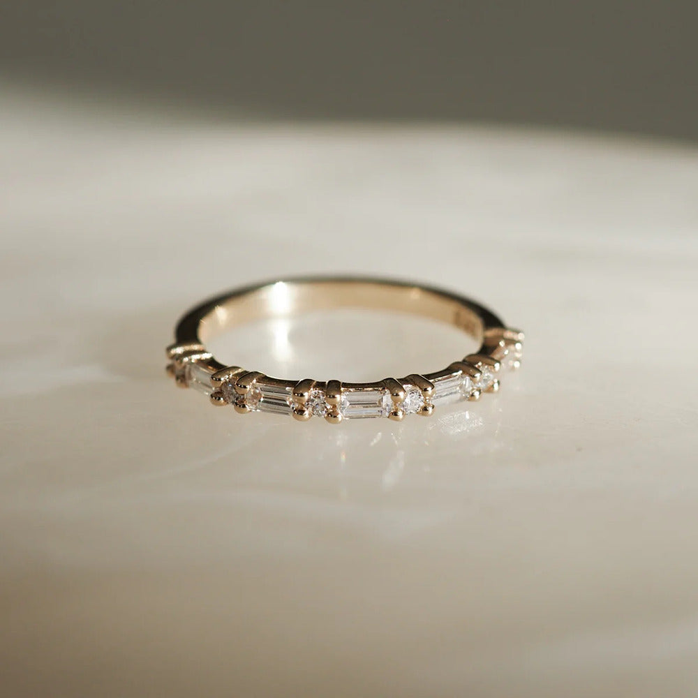 Baguette & Round Cut Moissnaite Eternity Band