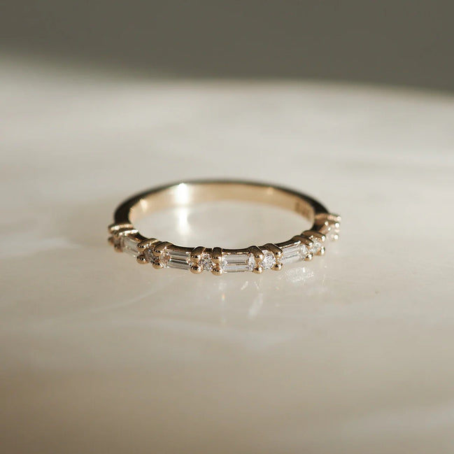 Baguette & Round Cut Moissnaite Eternity Band