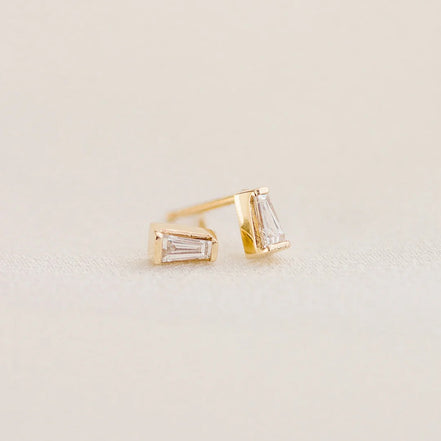 Moissanite Baguette Cut Solitaire Stud Back Earrings For Women