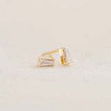 Moissanite Baguette Cut Solitaire Stud Back Earrings For Women